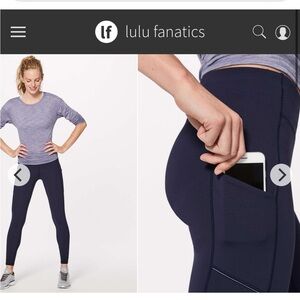 Lululemon Speed Up Tight w Side Pockets 28” Reflective Sz 8 Midnight Navy 8009